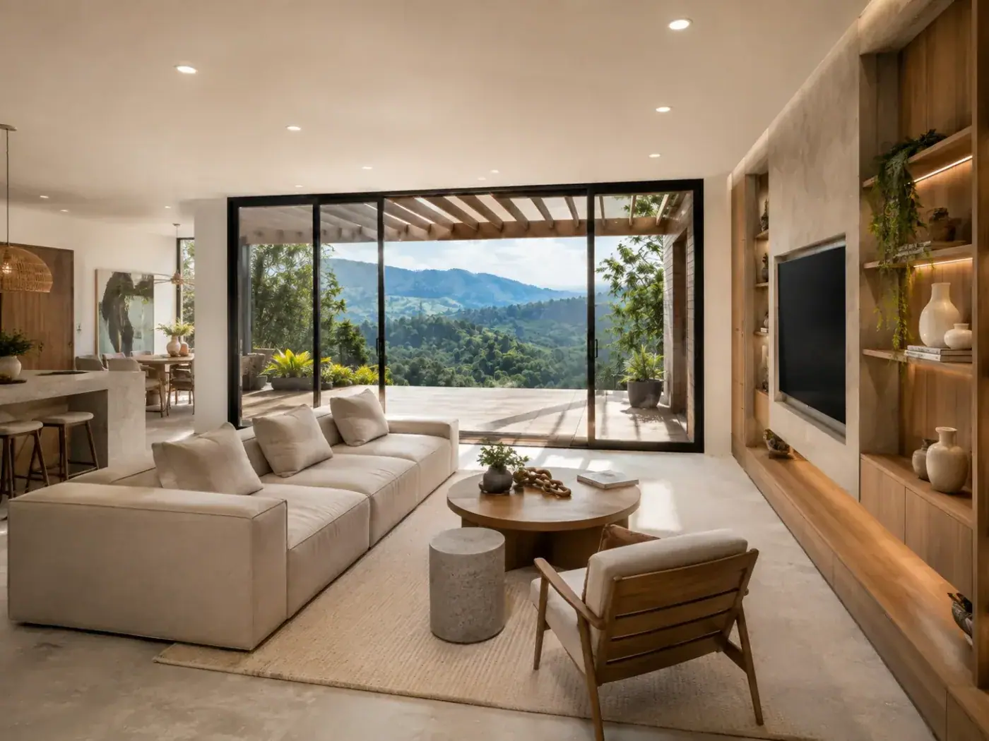 Casa Modelo Medellín: sala abierta a la montaña