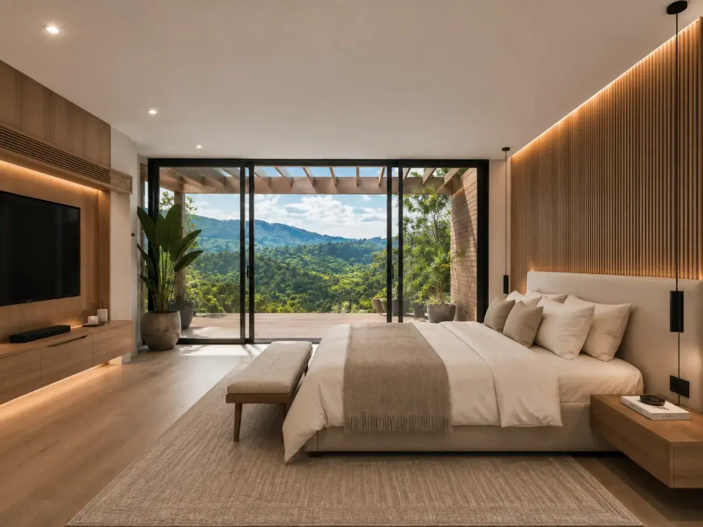 Casa Modelo Medellín: alcoba principal con iluminación integrada